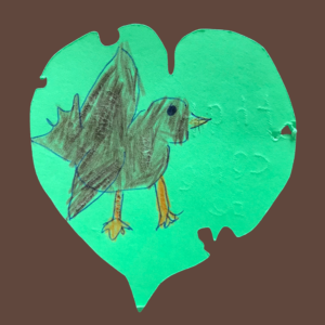 Bird drawing in leaf message